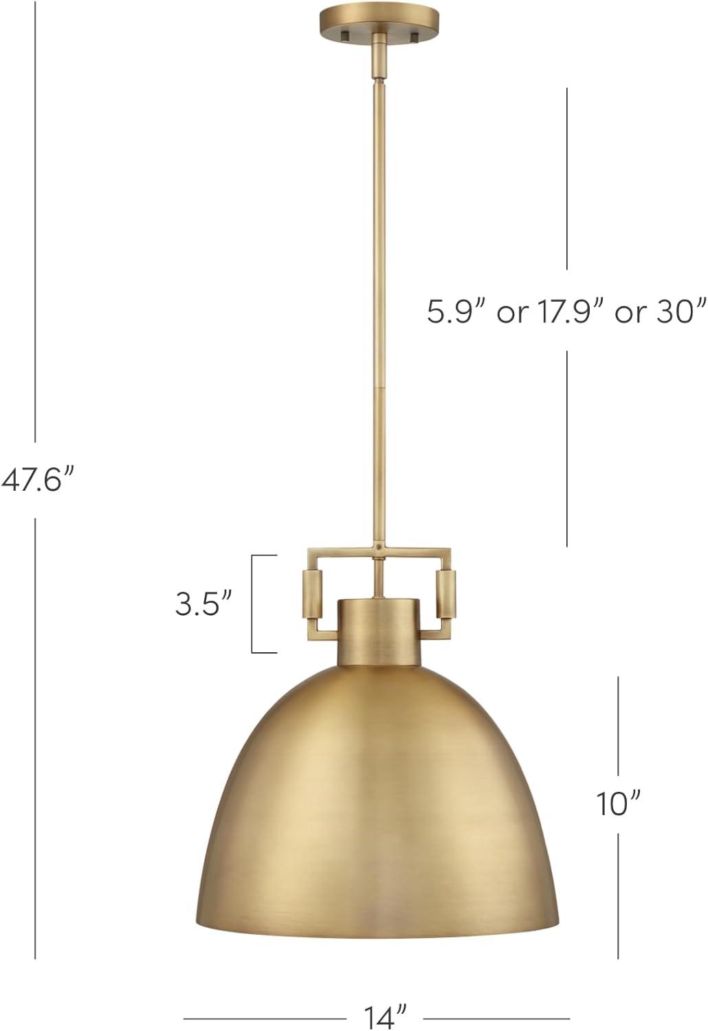 Nathan James (Set of 2) Leigh Brass Dome Shade Pendant Ceiling Lights Brass Metal