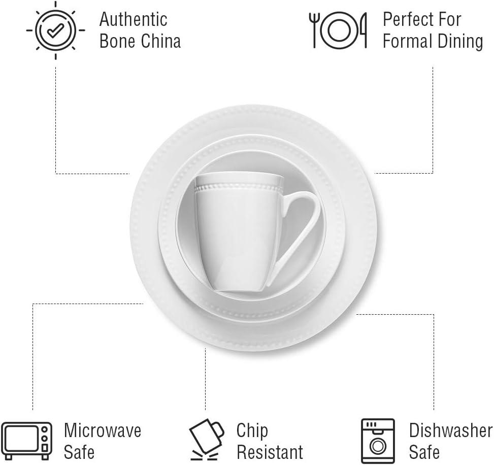 Stone Lain Ava 32-Piece Bone China Dinnerware Set, Service for 8