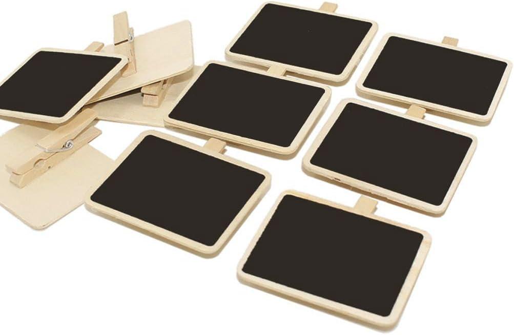 12 Mini Retangle Chalkboard Blackboard with Wooden Clip Message Board Signs and Labels Clips