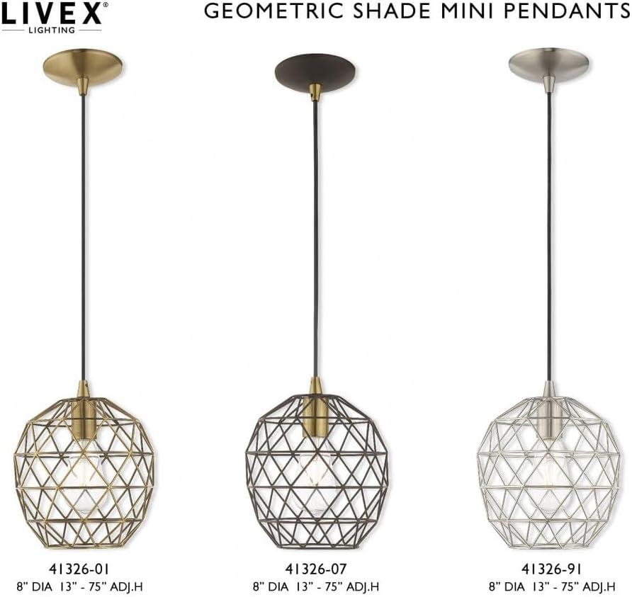 Livex Lighting Geometric Shade 1 - Light Pendant in  Brushed Nickel