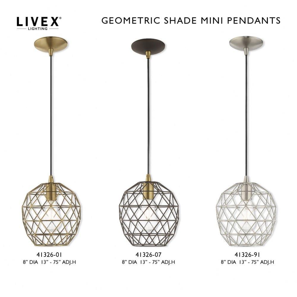 Livex Lighting Geometric Shade 1 - Light Pendant in  Brushed Nickel