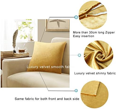 GIGIZAZA Gold Velvet Decorative 20x20 Throw Pillow Covers for Sofa Bed 2 Pack Soft Cushion Cover