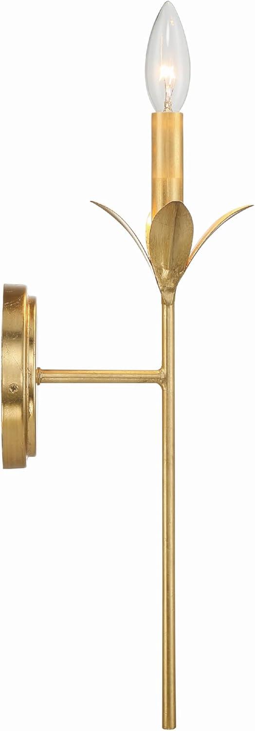 Antique Gold Wall Sconce with White Silk Shade