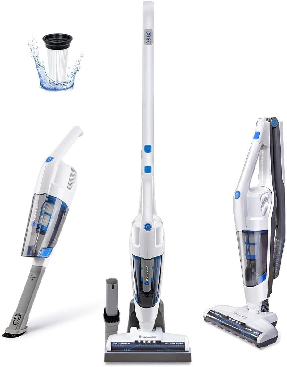 White Convertible Cordless Stick Vacuum with HEPA Filter