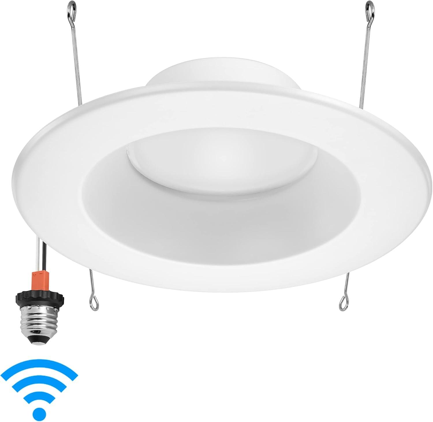 Luvoni Smart LED Downlights: Dimmable, 2700K-6000K, 1000 Lumens, E26 Adapter, ETL Listed, Alexa/Google Home Compatible.