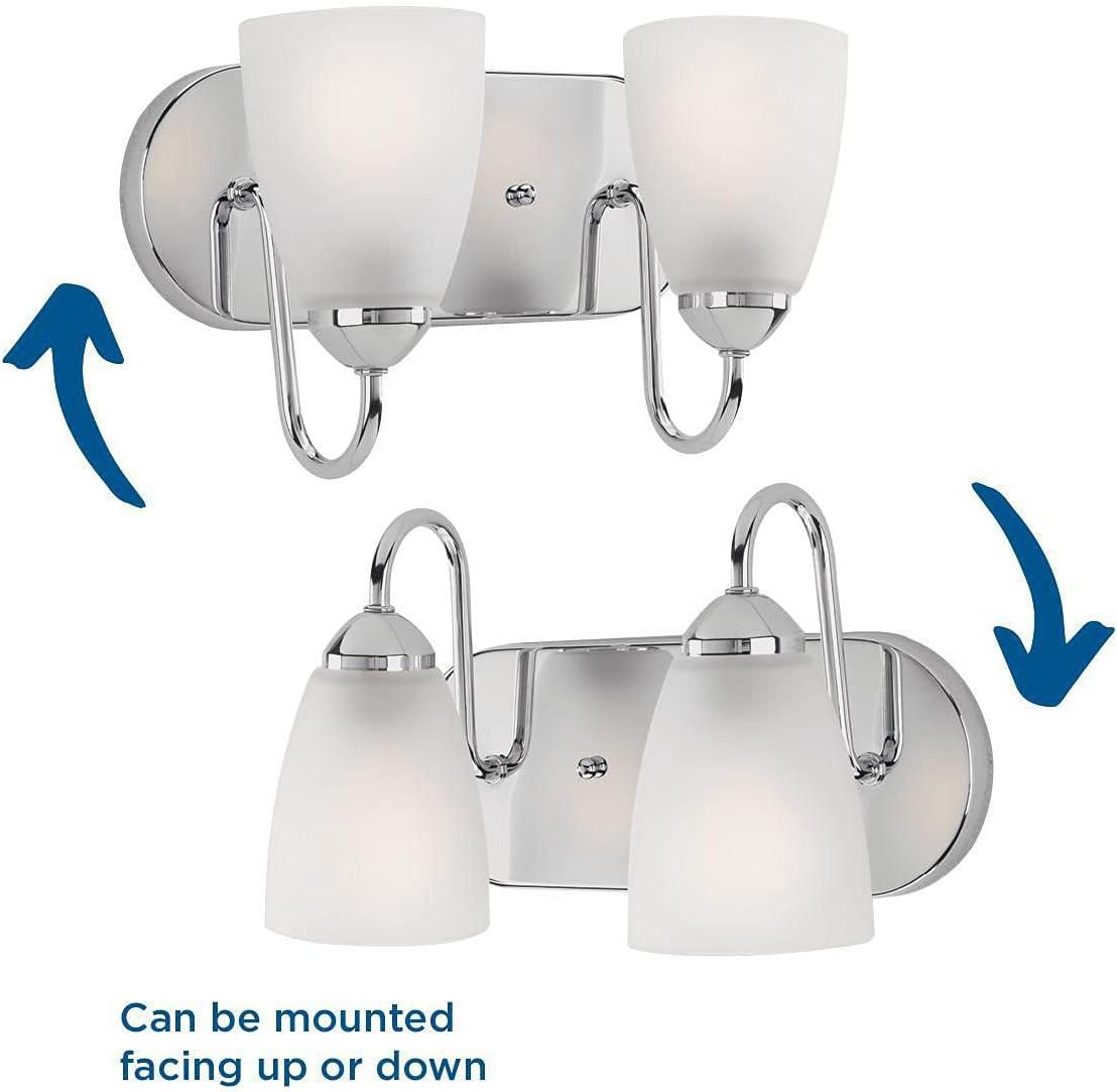 Progress Lighting Gather Collection 2-Light Bath Bracket, Polished Chrome, Etched Glass Shades