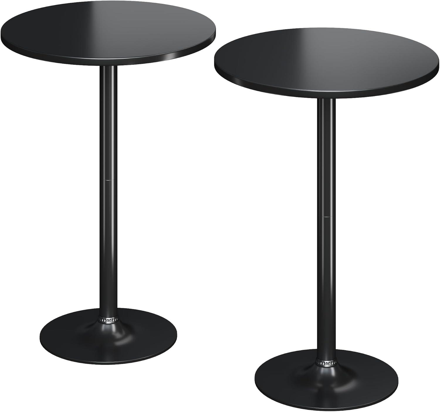 Homall 2-Pieces Bistro Pub Table Round Bar Height Cocktail Table Metal Base MDF Top Obsidian Table with Black Leg 23.8-Inch Top, 39.5-Inch Height, Black