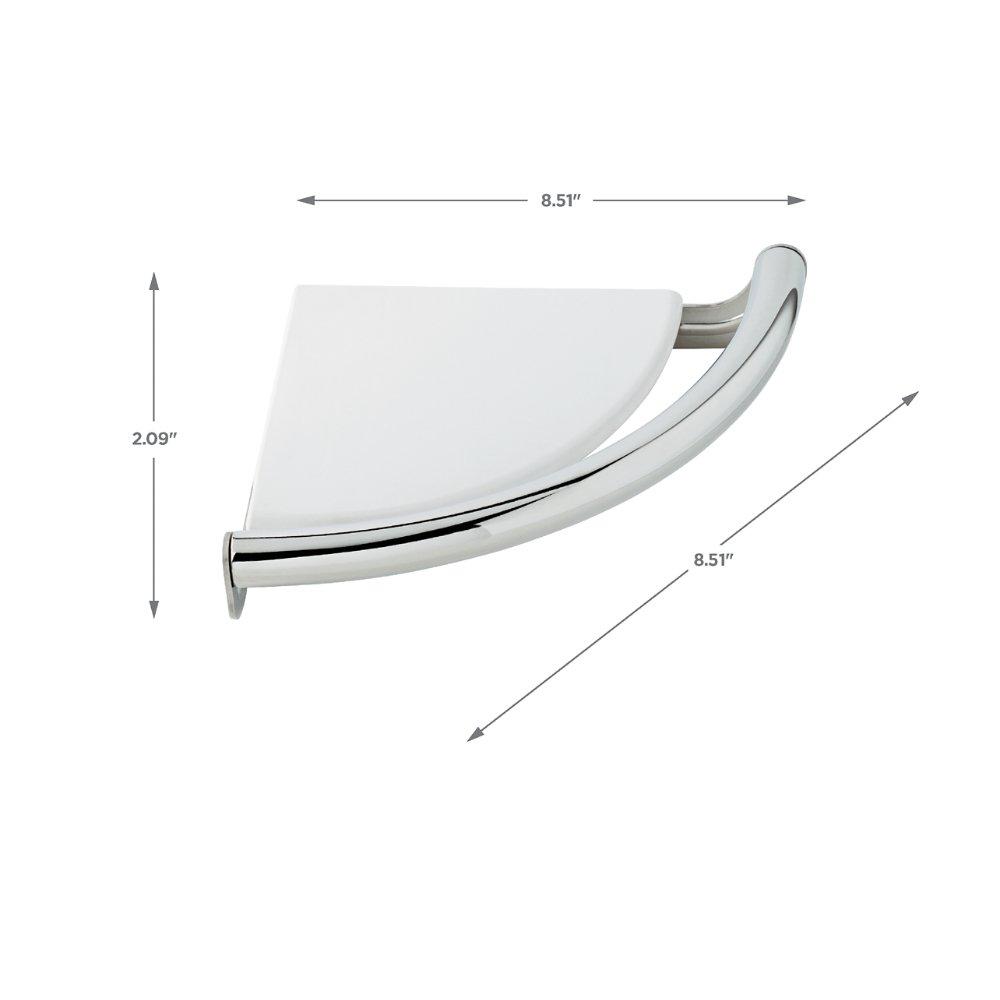 Delta 8-1/2 in. L Polished Chrome Stainless Steel Corner Shelf with Assist Bar