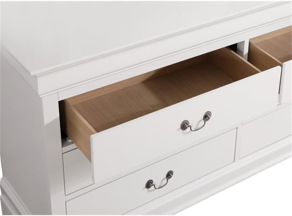 Glory Furniture Louis Phillipe 6 Drawer Dresser in White