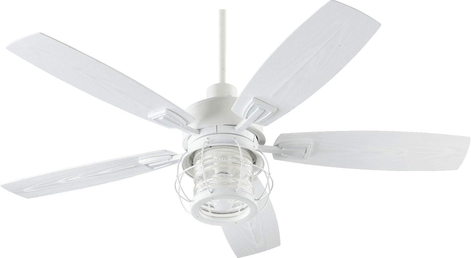 Studio White 52" Outdoor Ceiling Fan with LED Light