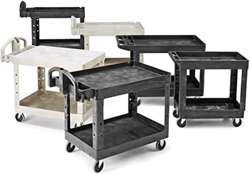 Rubbermaid Heavy Duty 2-Shelf Utility Cart With Lipped Shelf Medium