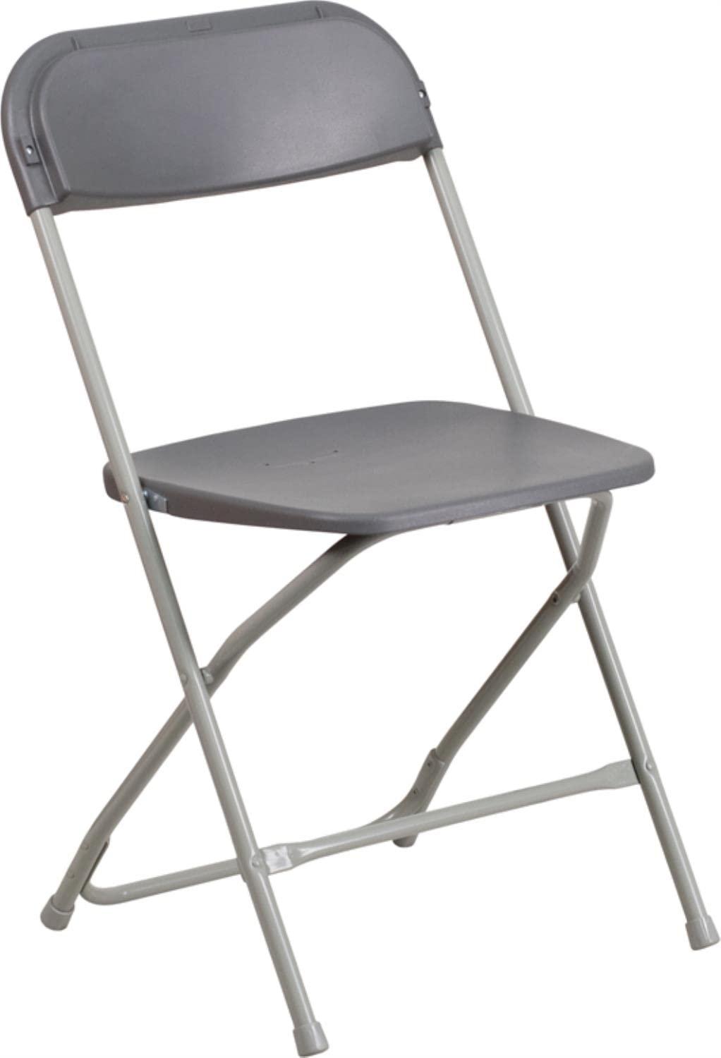 Flash Furniture Hercules Series Plastic Folding Chair Grey - 2 Pack 650LB Weight Capacity Comfortable Event Chair-Lightweight Folding Chair