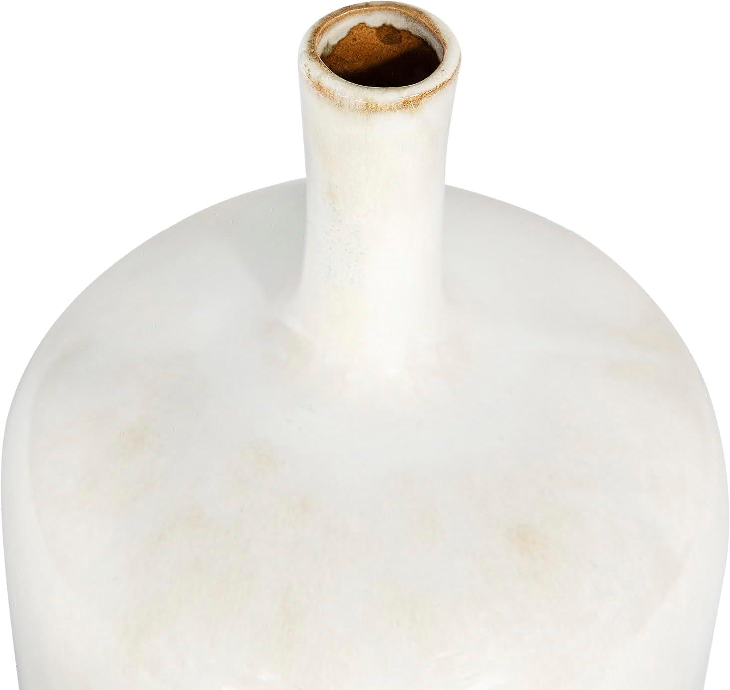 Creative Co-Op Medium Round Stoneware Vase with Reactive Glaze, White