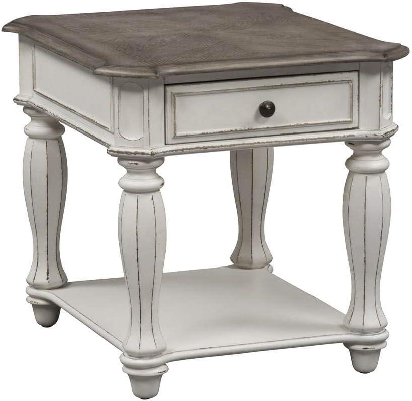 Elegant Magnolia White Oak Rectangular End Table with Storage