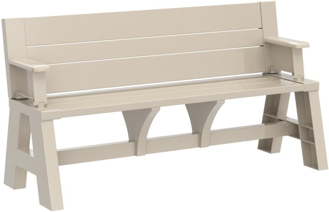 Transformable Tan Outdoor Bench-to-Table Resin Combo