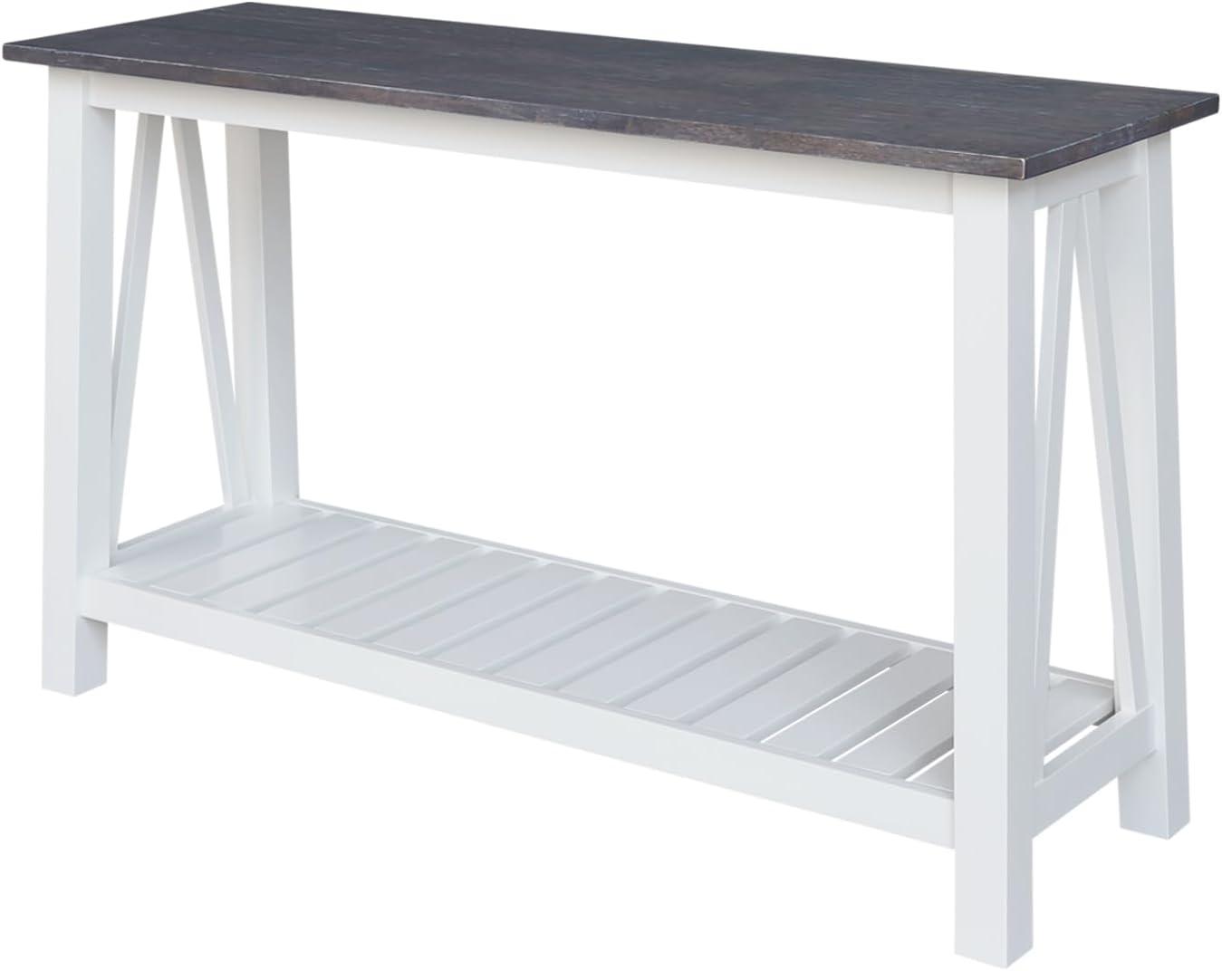 Surrey Solid Wood Console/Sofa Table in White/Heather Gray