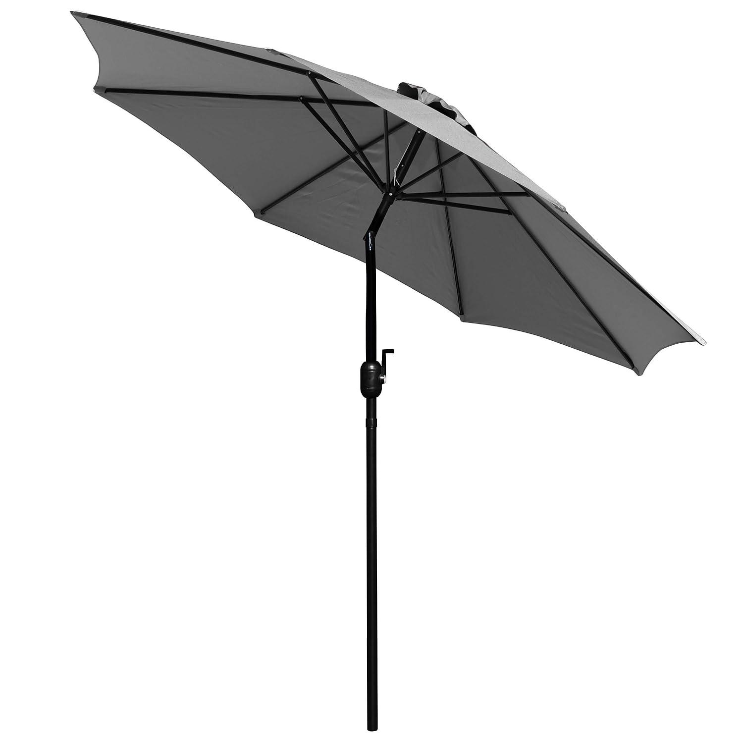 Flash Furniture Gray 9 FT Round Umbrella with 1.5" Diameter Aluminum Pole with Crank and Tilt Function