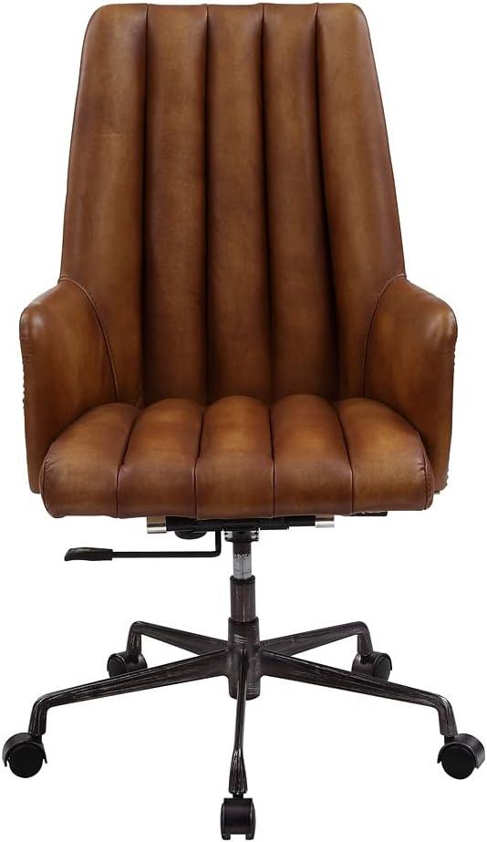 AcmeFurniture Office Chair, Sahara Leather & Aluminum 28"D x 25"W x 43"H