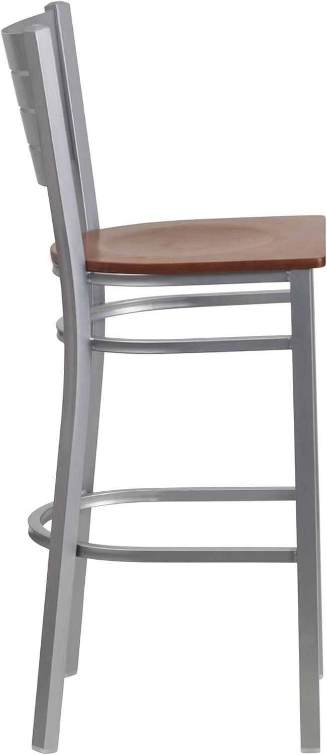 Flash Furniture Silver Slat Back Metal Restaurant Barstool