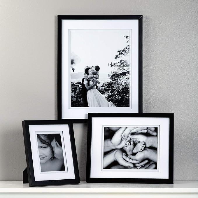 Gallery Solutions 14"x18" Walnut Picture Frame: Double Mat, Glass, Wood, Wall Mount, 10"x13" Photo Display