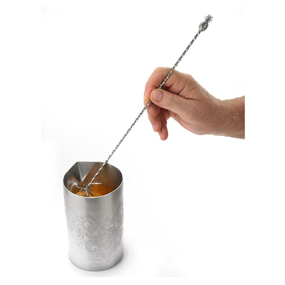 Silver Stainless Steel Pineapple Swizzle Stick, 13.38 inches