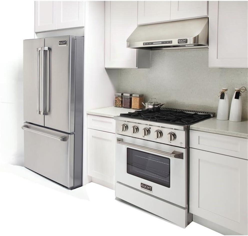 Kucht Professional 30" Modern Stainless Steel Natural Gas Range in White/Silver