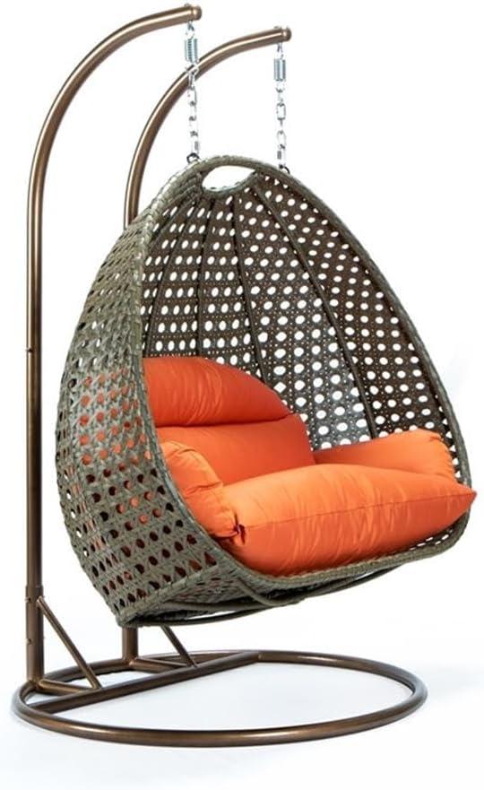 HomeStock Rustic Romance Wicker Hanging 2 person Egg Swing Chair,Orange