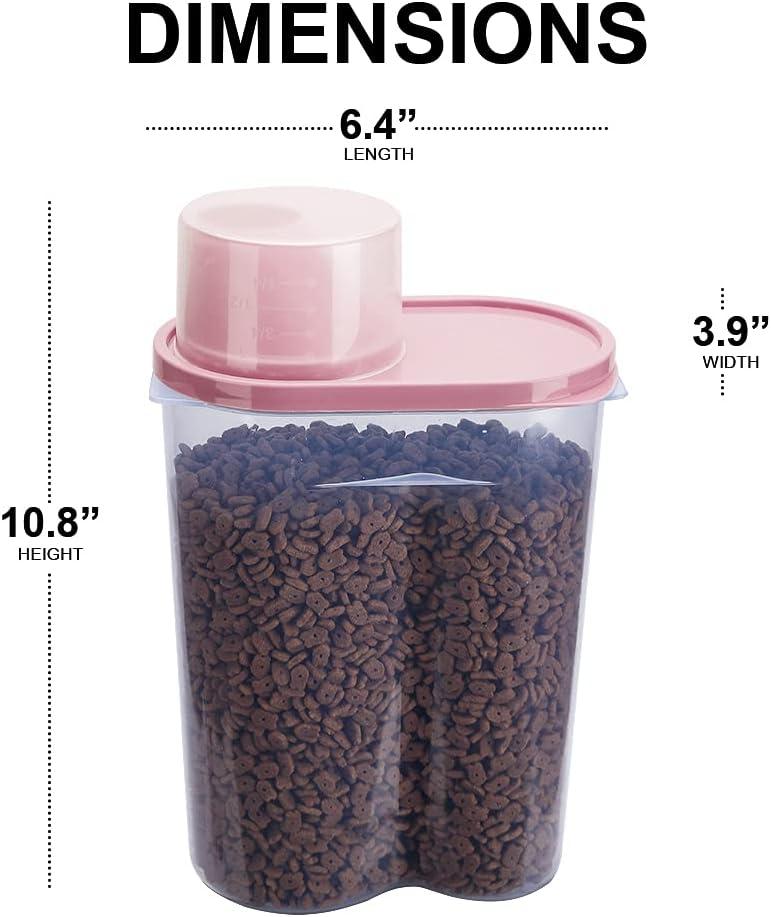 GreenJoy Pet Food Container Dog Cat Food Storage with Measuring Cup GreenJoy 2 Pack 2lb/2.5L