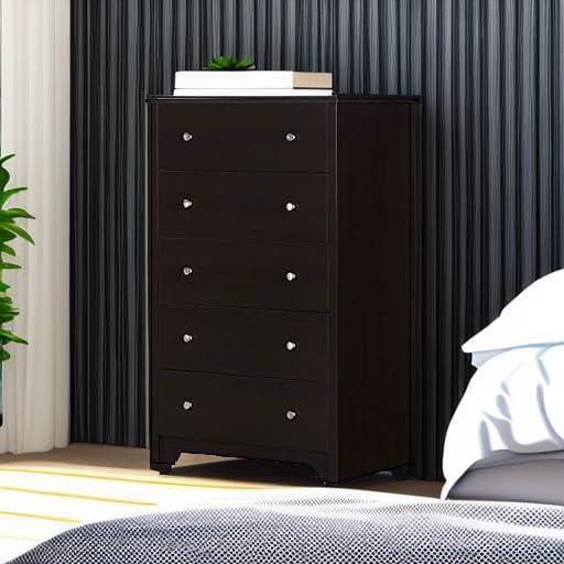 South Shore Vito Collection 5-Drawer Dresser, Chocolate with Matte Nickel Handles
