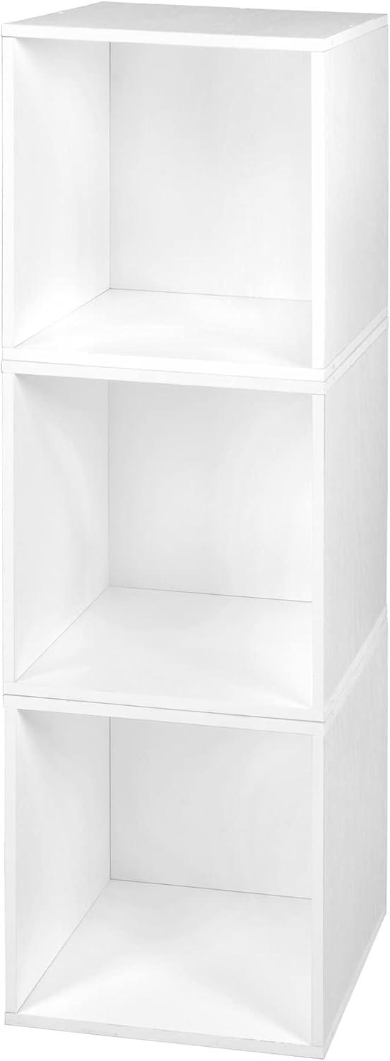 Niche Cubo Storage Organizer Open Bookshelf Set- 3 Cubes- White Wood Grain