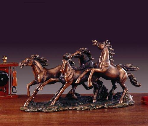 Marian Imports F53150 Four Wild Horses Bronze Plated Resin Sculpture/Statue for Decor