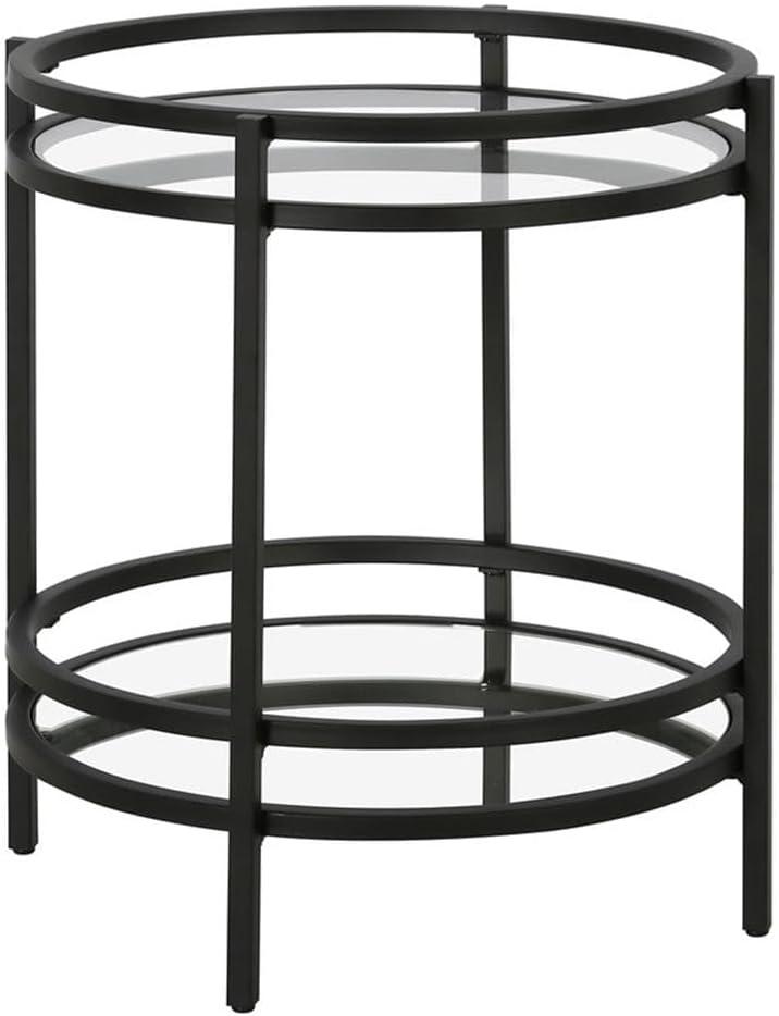 Evelyn&Zoe Robillard 20" Wide Round Side Table, Blackened Bronze