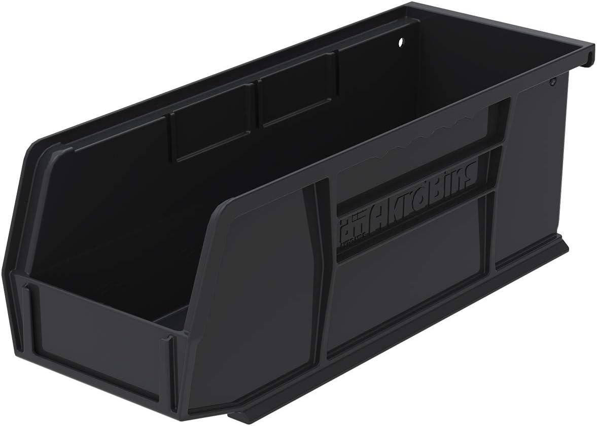 Black Industrial Polymer Stackable Storage Bin 11" x 4" x 4"