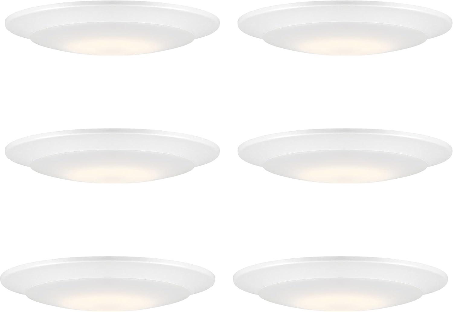 Designers Fountain LED Recessed Ceiling Lights 6 Pack, 7 inch CCT Disk Light Fixtures, Dimmable, 1000 Lumens, 3000K /4000K, White Trim, RC7WHWH8102C-6