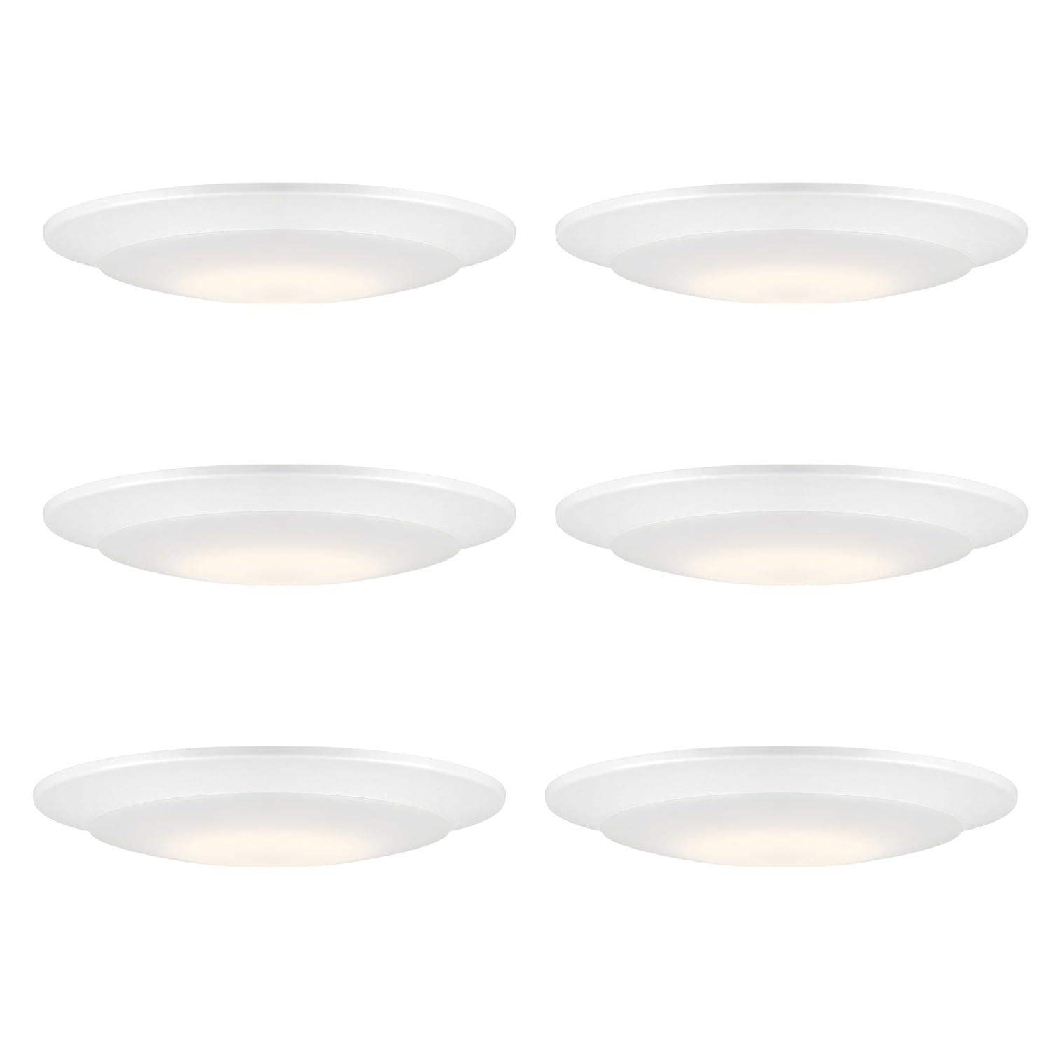 Designers Fountain LED Recessed Ceiling Lights 6 Pack, 7 inch CCT Disk Light Fixtures, Dimmable, 1000 Lumens, 3000K /4000K, White Trim, RC7WHWH8102C-6