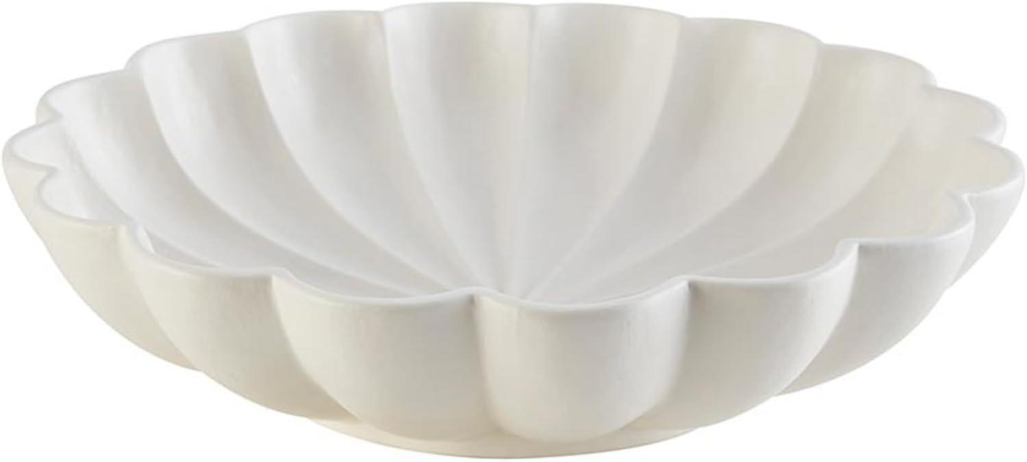 White Porcelain Round Decorative Bowl, 12" Diameter