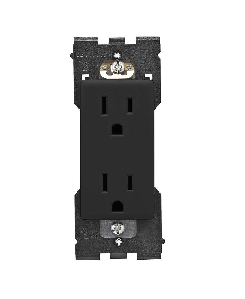 Onyx Black Tamper-Resistant Duplex Outlet with Wall Plate