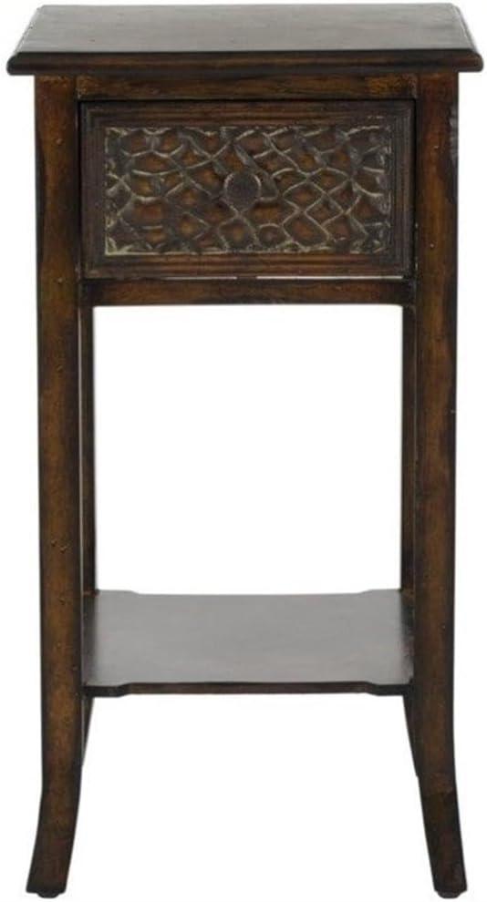 Ernest End Table With Storage Drawer - Dark Brown - Safavieh.