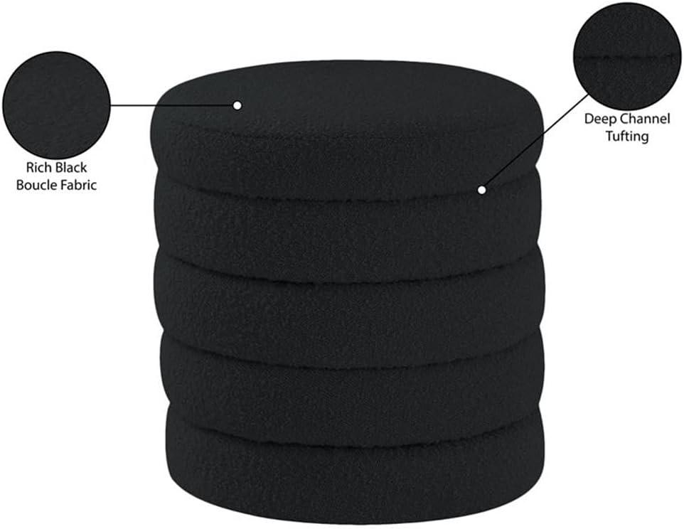 Meridian Furniture Aphia Black Boucle Fabric Ottoman/Coffee Table