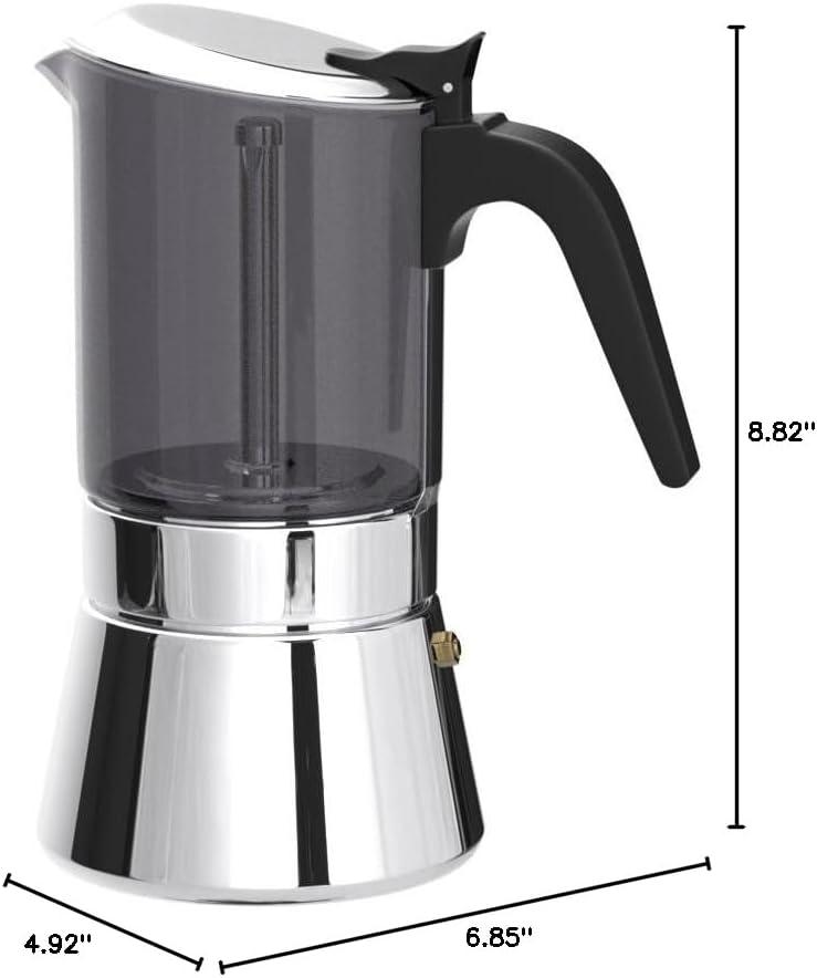 160ml Crystal Glass and Stainless Steel Stovetop Espresso Maker