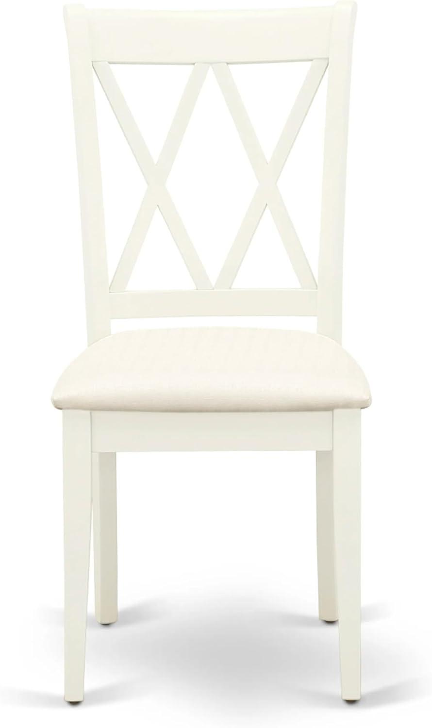 East West Furniture Antique 3-piece Double X-Back Chair and Table Set in White