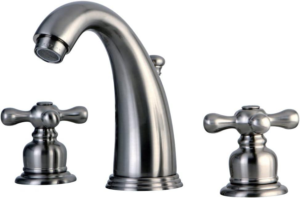 Kingston Brass Victorian Two-Handle 3-Hole Deck Mount Widespread Bathroom Faucet with Retail Pop-Up Drain