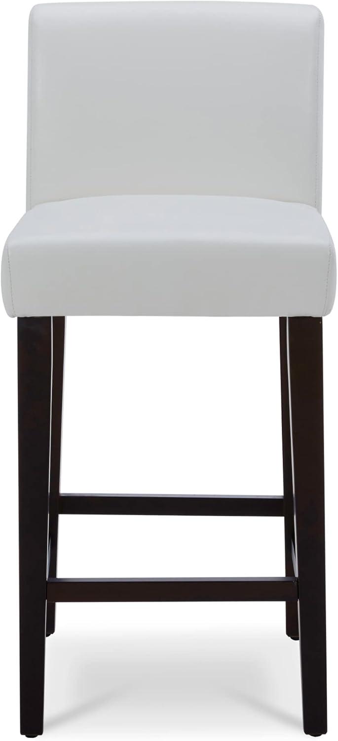 CHITA 25 inch Bar Stools Set of 2, Faux Leather in White