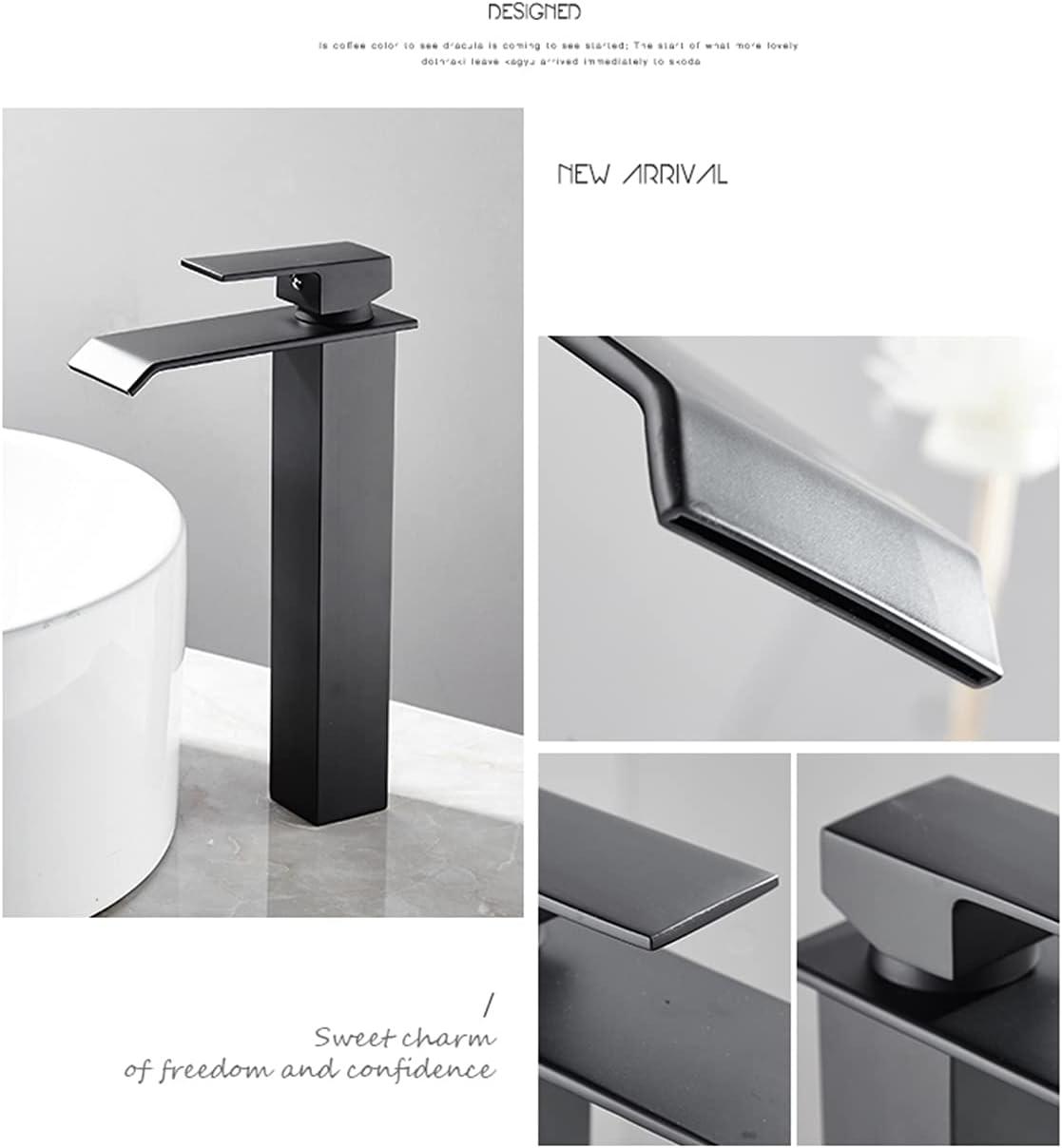 BWE Waterfall Single Hole Single Handle Bathroom Vessel Sink Faucet With Pop-up Drain Assembly