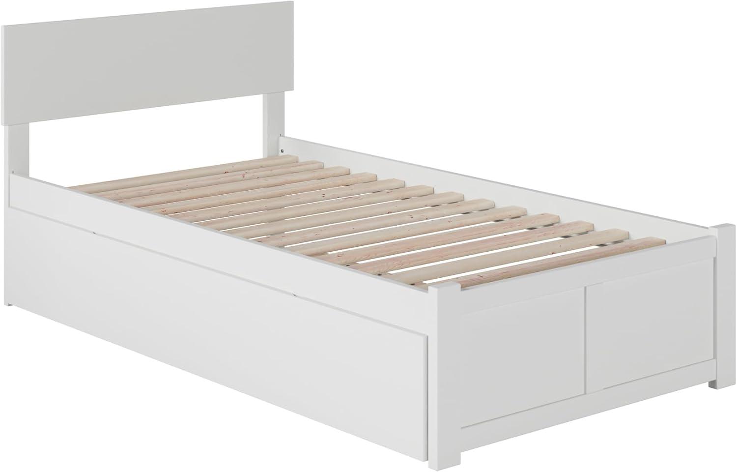 Orlando Twin Extra Long Bed with Footboard and Twin Extra Long Trundle in White