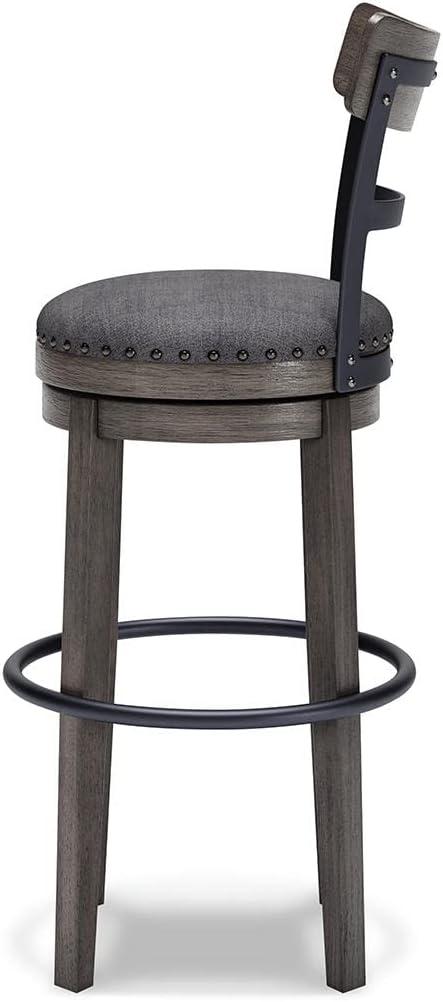 Caitbrook Barstool Gray - Signature Design by Ashley: Antiqued Finish, Swivel, Nailhead Trim