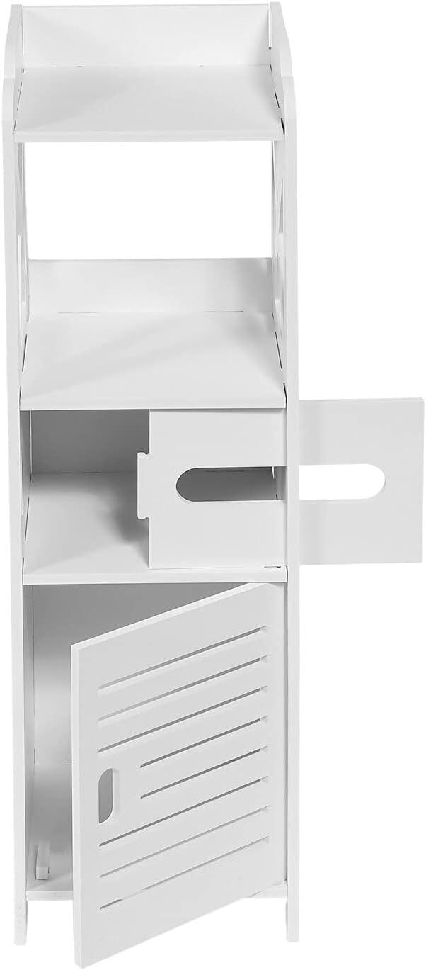 Bathroom Storage Cabinet Tower - Freestanding Shelf Unit with Tissue H