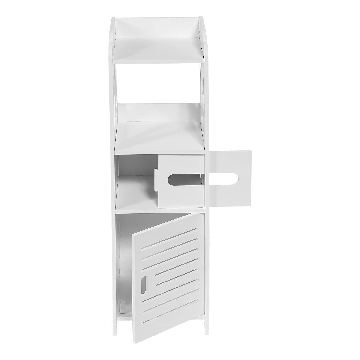 Bathroom Storage Cabinet Tower - Freestanding Shelf Unit with Tissue H