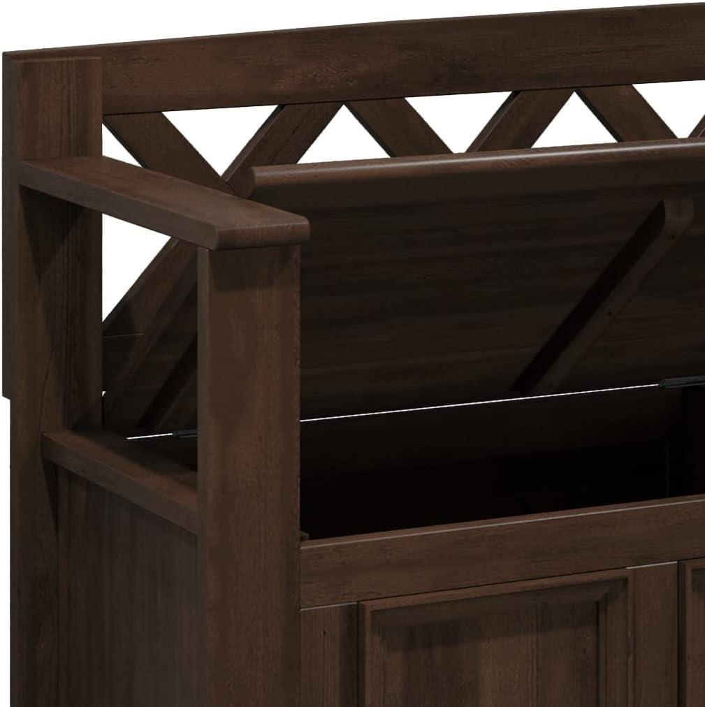 Simpli Home Amherst 48"W Solid Wood Entryway Storage Bench with Lift-Top Lid and Dual Compartments