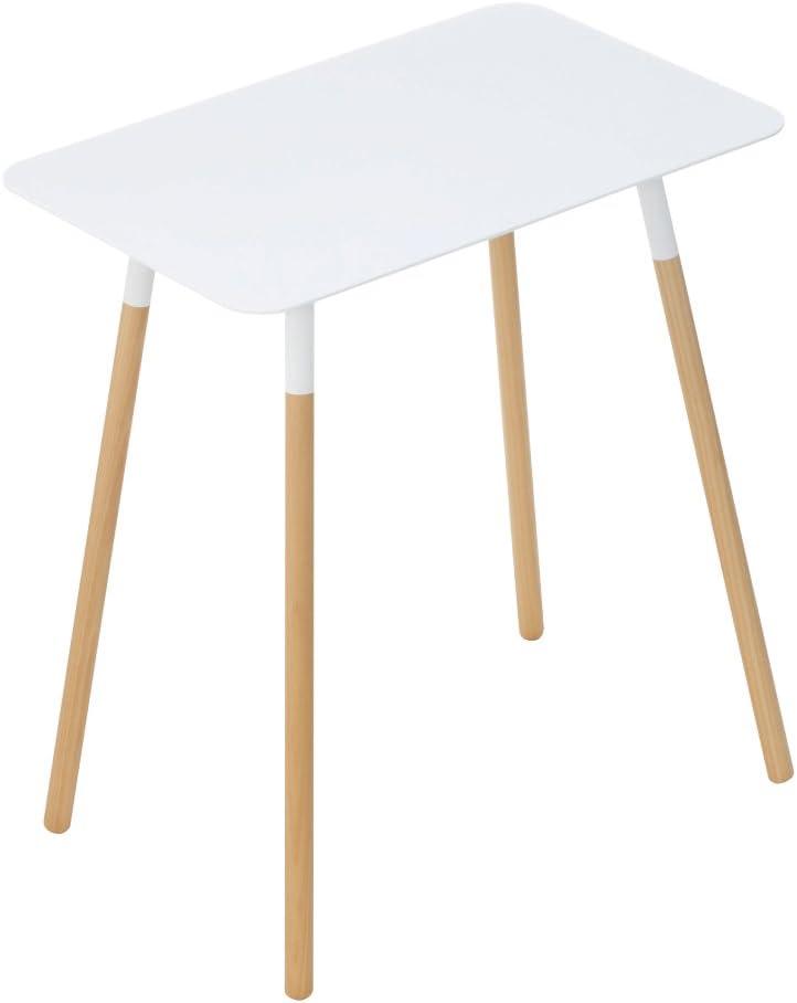 Yamazaki Home Modern Rectangular Side Table For Living Room Or Small Bedside Steel + Wood End Table